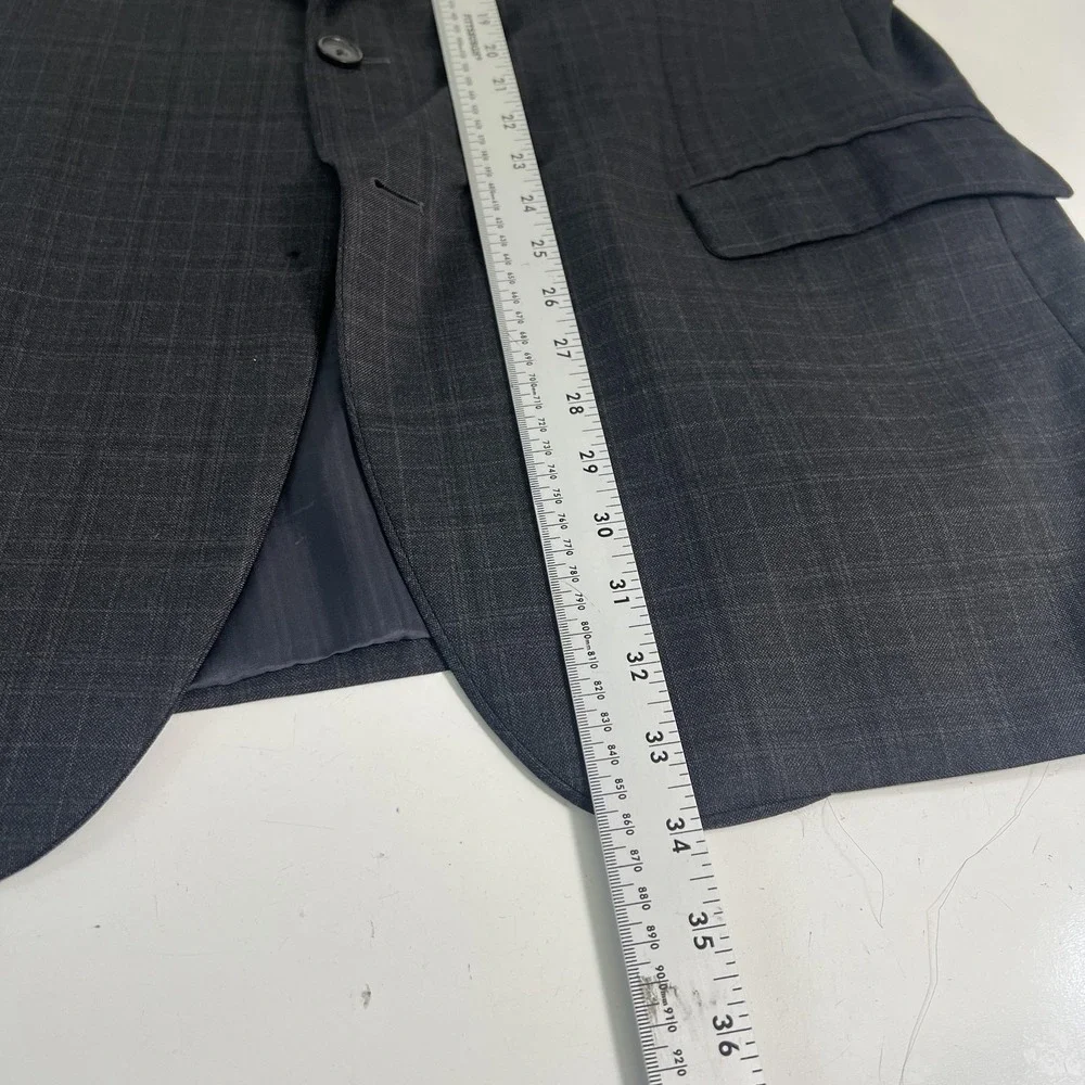 Brooks Brothers Blazer Mens 44 Gray Check Wool 1818 Madison Saxon USA Sport Coat